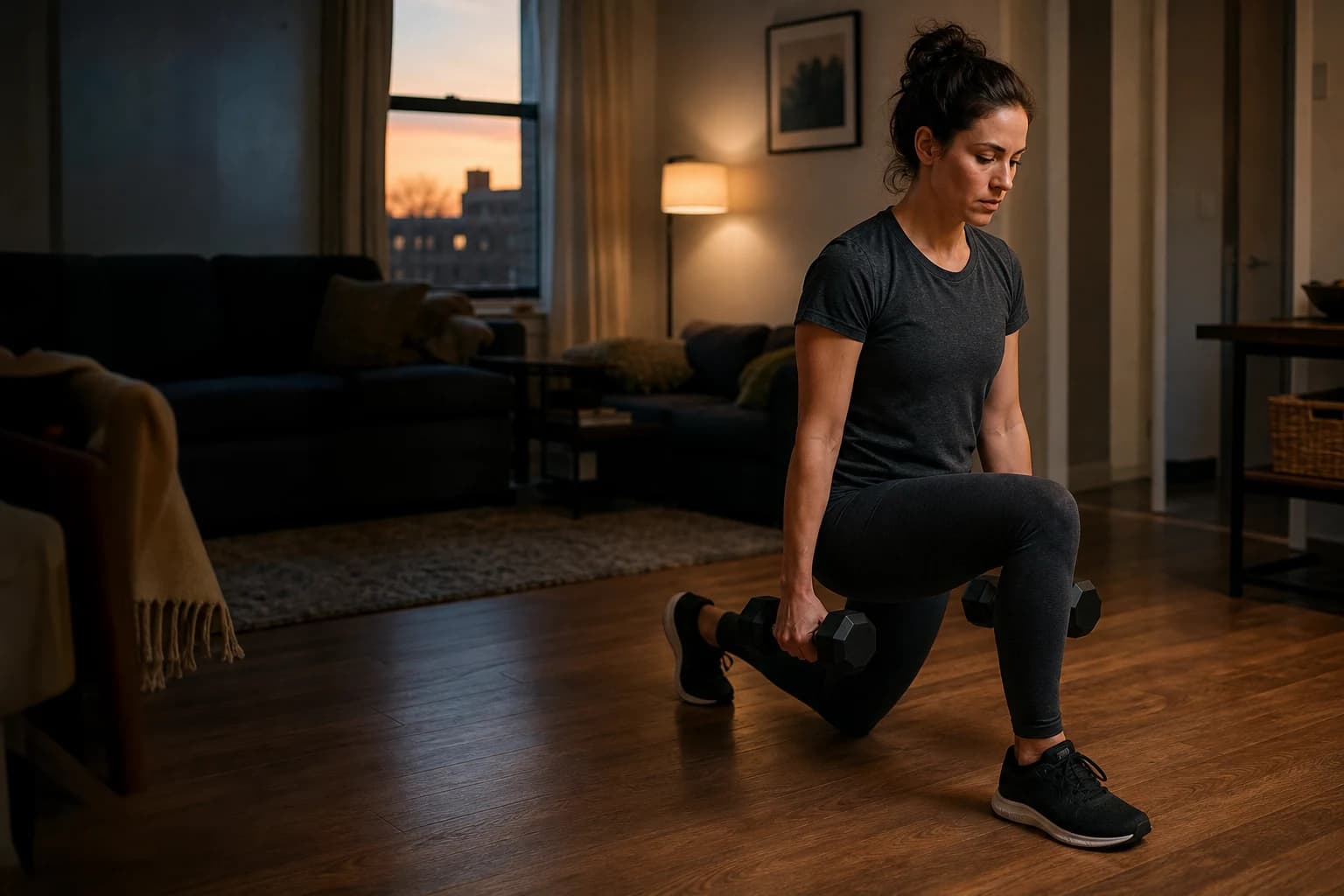 Athlete adapting a strength session for a home workout